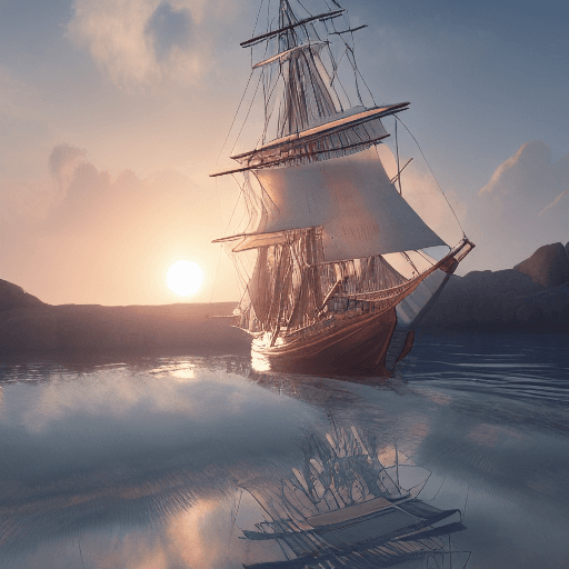 AI generated: Photo of a ultra realistic sailing ship, dramatic light, pale sunrise, cinematic lighting, battered,...