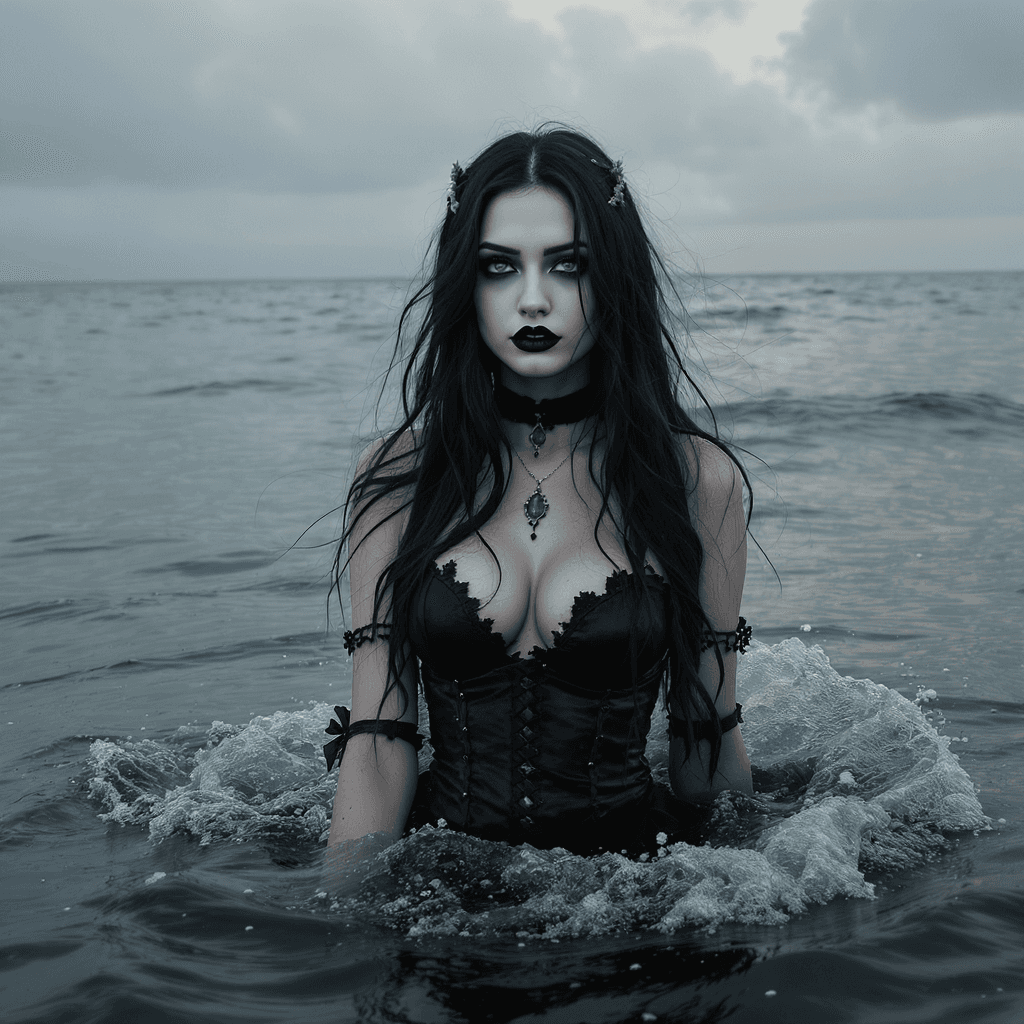 AI generated: gothic girl in the sea