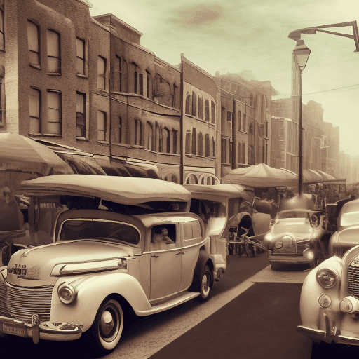 AI generated: Transport your viewers to a bygone era. Imagine a vintage street scene with classic cars, retro fash...