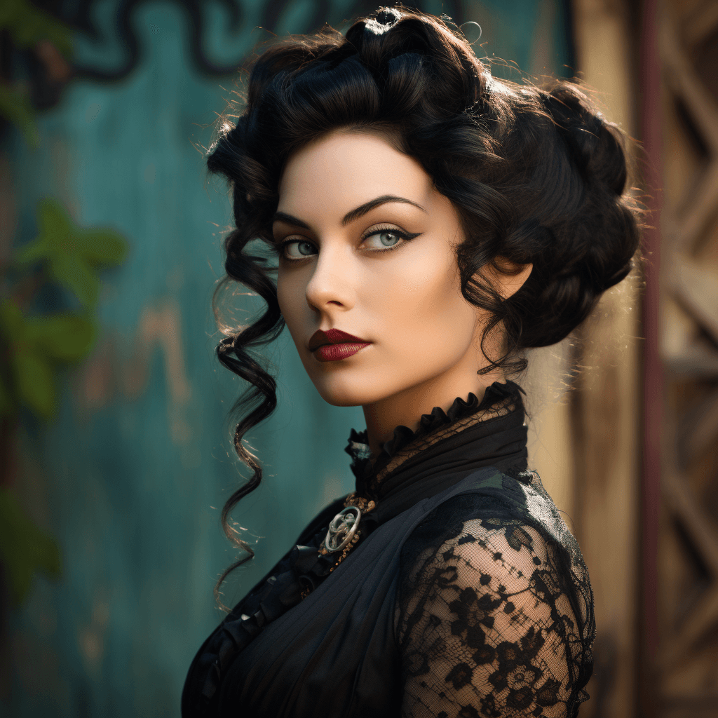 AI generated: Full color, 

realistic, 

professional portrait, 

beautiful vintage 1900 historical lady, 
...