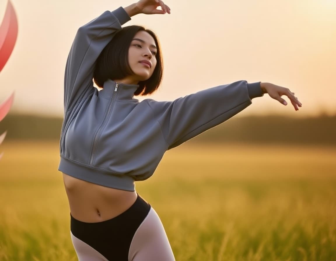 AI generated: photo of a 17year old Bugis-Pashtun female graceful dancer, Tight, sculpted obliques that frame a fl...