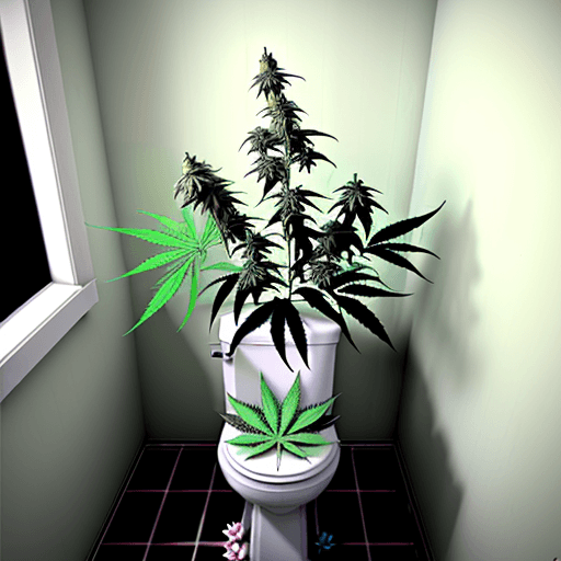 AI generated: a colorfoul flower of marijuana in a little bathroom with a lot of plants of marijuana