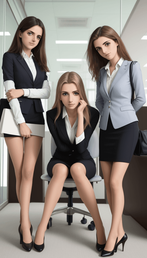AI generated: Tre Ragazze Giovani In Abiti da Ufficio eleganti o Casual Si Scattano foto In Pausa Pranzo in Uffici...