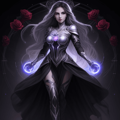 AI generated: full body of a beautiful girl, women taken a dark plasma  orb with lighting ,perfect face detailed, ...