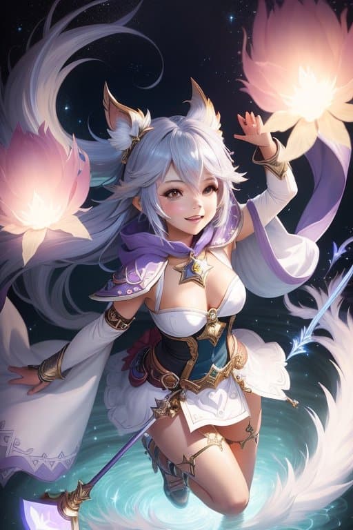 AI generated: (Lulu from Final Fantasy 10:1. 2), white mage, high level, summoner, happy, <lora:delicateArmor_v10:...