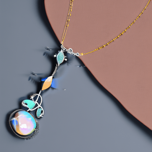 AI generated: a delicate elvish moonstone and opal necklace on a velvet background, jewelry design, symmetrical ::...