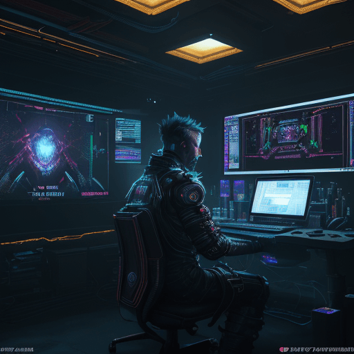 AI generated: The Trading room is digital art dim, with only the light from the screens illuminating the room. The...