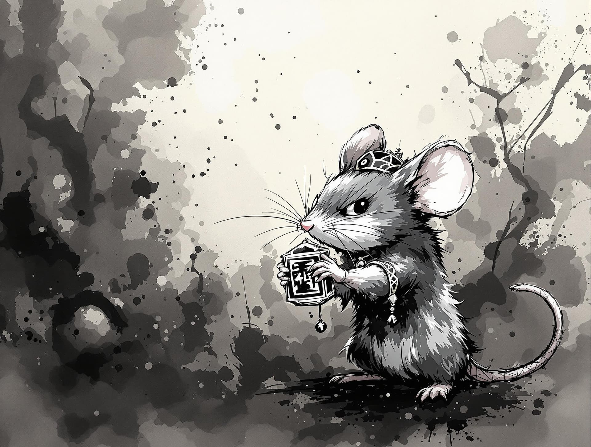 AI generated: exquisite，best quality, original, wallpaper,  complicated_background, a cute Mouse with straight fac...
