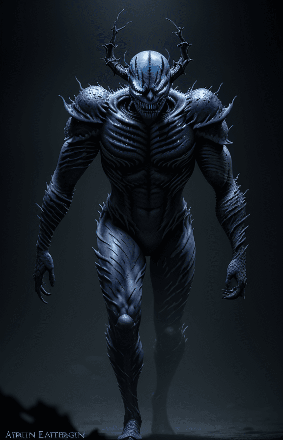 AI generated: a photo of 8k ultra realistic scary demon, Night King, venom stempunk Game of thrones, full body, in...