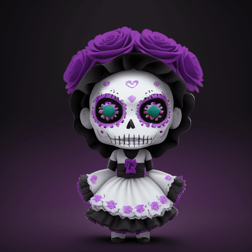 AI generated: funko doll catrina, dia de muertos art, dia de los muertos,  colorful, flat, octane render, global i...