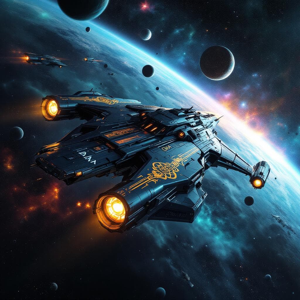 AI generated: Imagine, in detail, an alien spaceship to show a new design. Reposition and add or change paint colo...