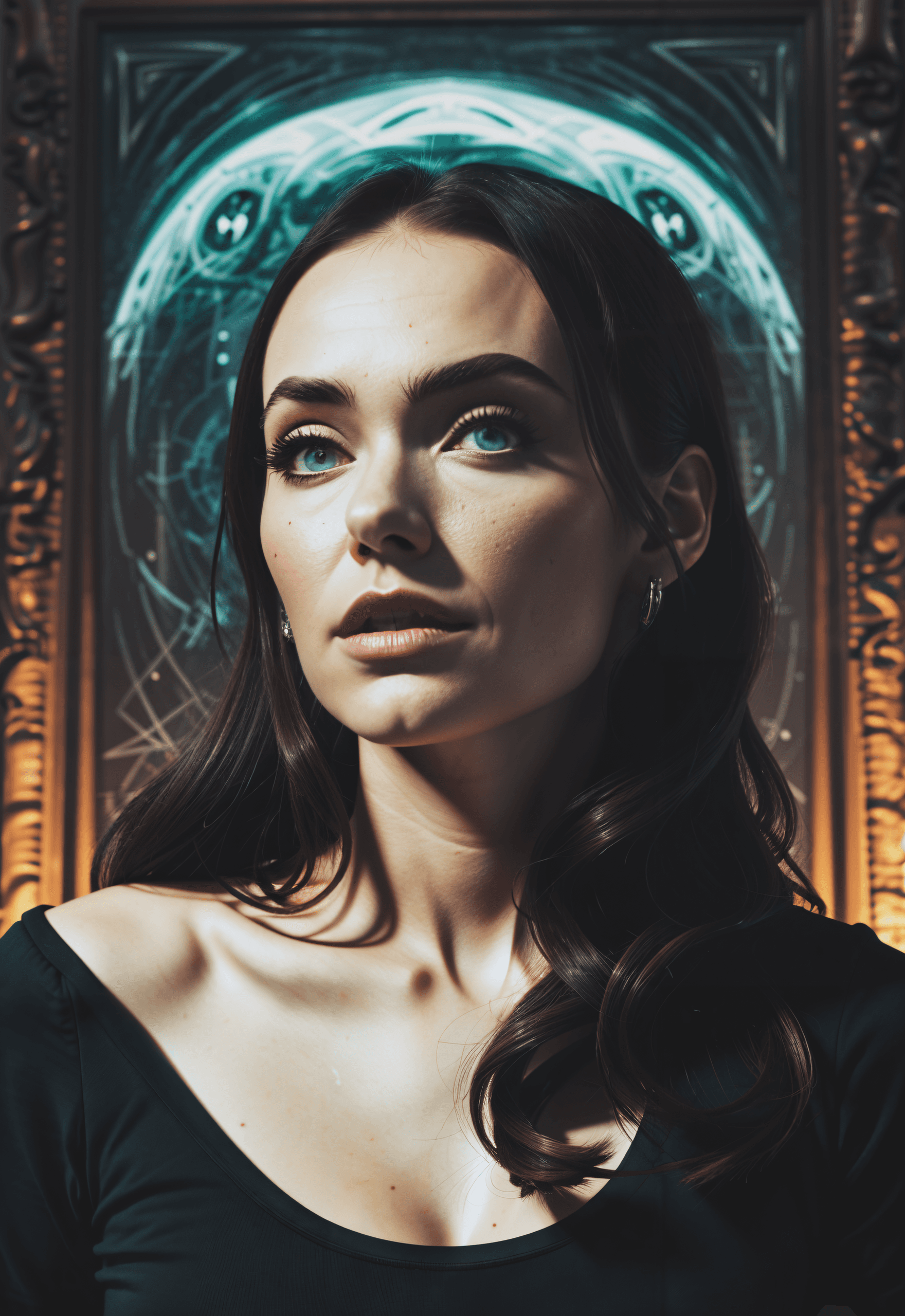 AI generated: (Masterpiece, Award winning, Highest Quality:1. 2), [sasha grey, winona ryder], detailed face , gree...