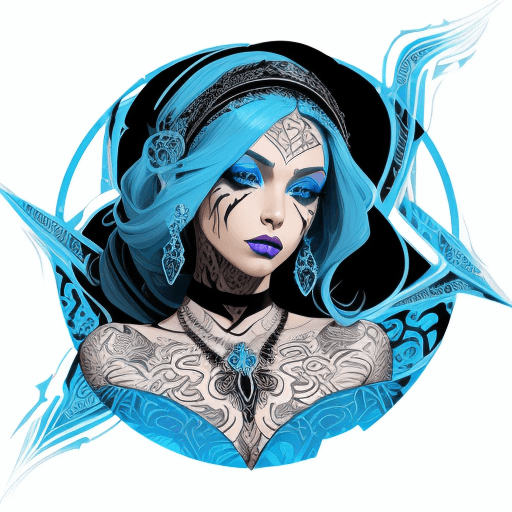 AI generated: vector of tattoo design, beauty beauty model tattoo designs by karimah of skulls, crystals, in the s...