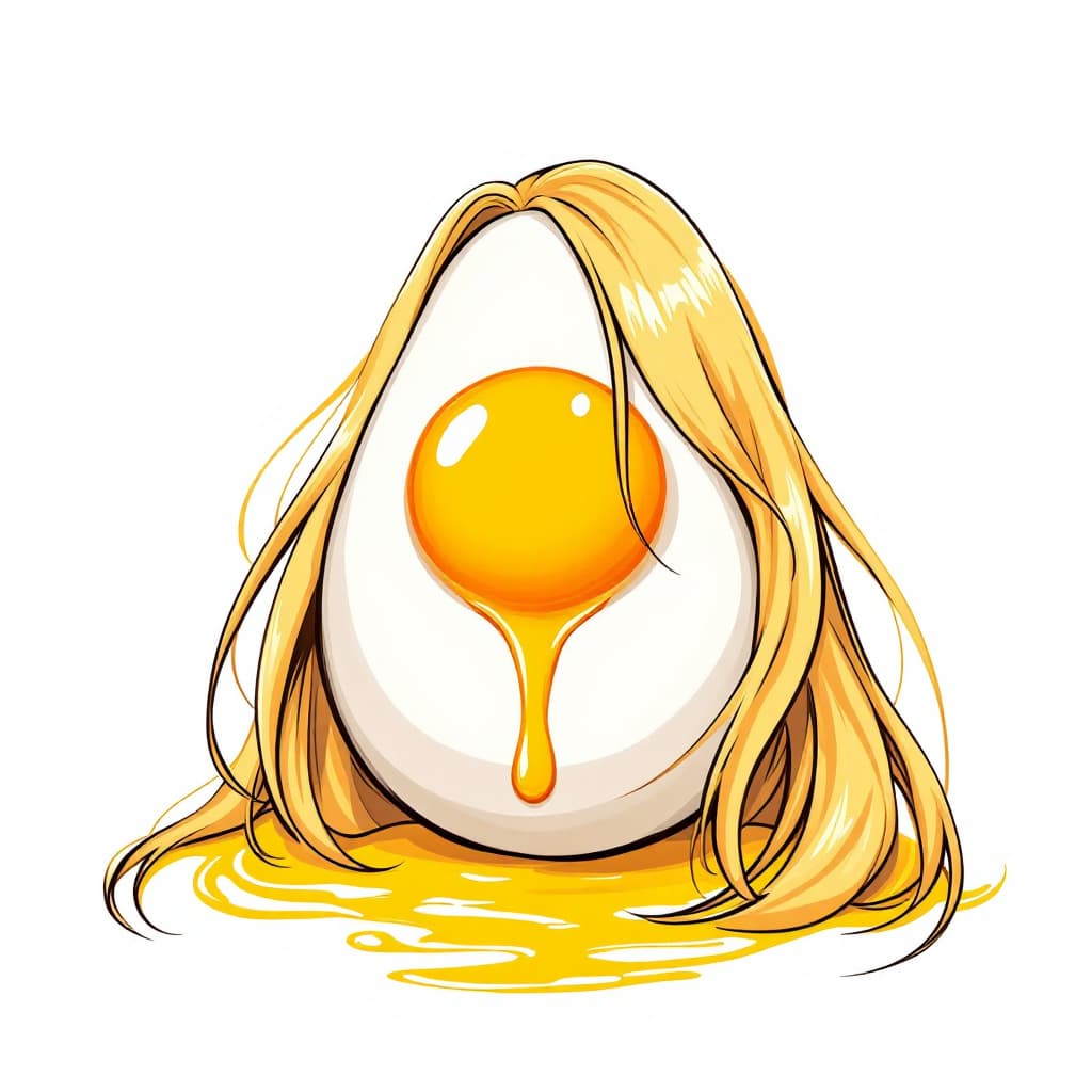 AI generated: an egg yolk with long hair done in a japanese anime style