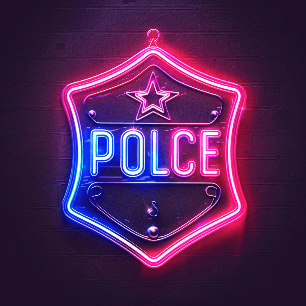AI generated: neon vector police badge