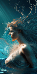 AI generated: Apollo and Daphne. alberto seveso art, , water ink, ink water, ink cloud, 3D Digital Painting, Raste...