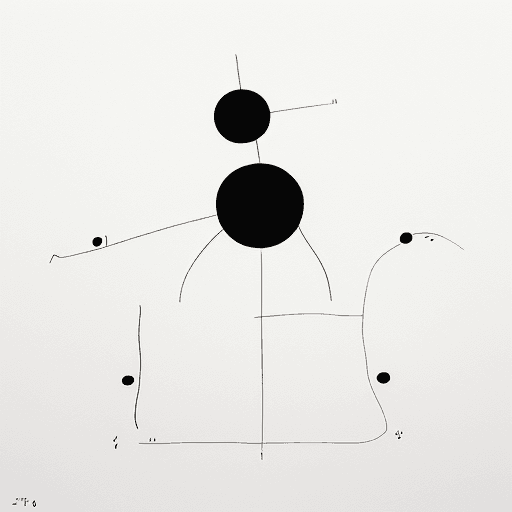 AI generated: A closeup painting in the style of Joan Miro depicting a minimal abstract illustration, white backgr...