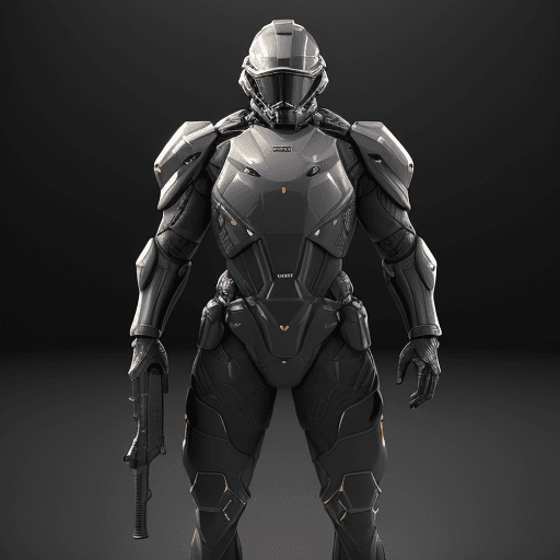 AI generated: A 3D logo based on  unreal engine render  macro detailed soldier in a tactical suit and helmet is ho...