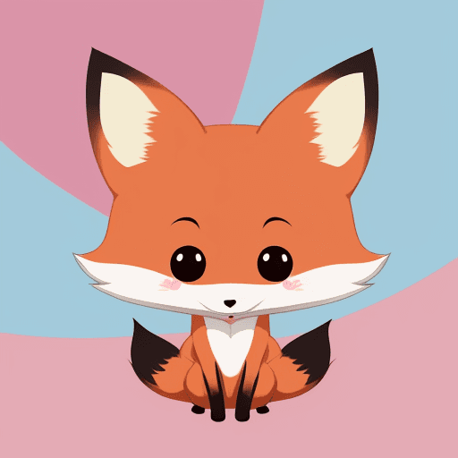 AI generated: kawaii Fox: A cartoon fox with a sweet face and colorful fur, great for fans of Japanese kawaii cult...