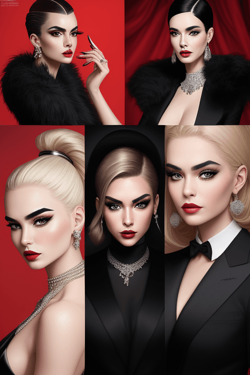 AI generated: Create an image showcasing four renowned personalities with their coveted eyebrows - a fusion of red...