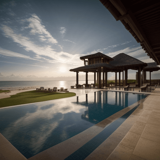 AI generated: resort,intricate detail, photorealistic, realistic light, wide angle, kinkfolk photography, A+D arch...