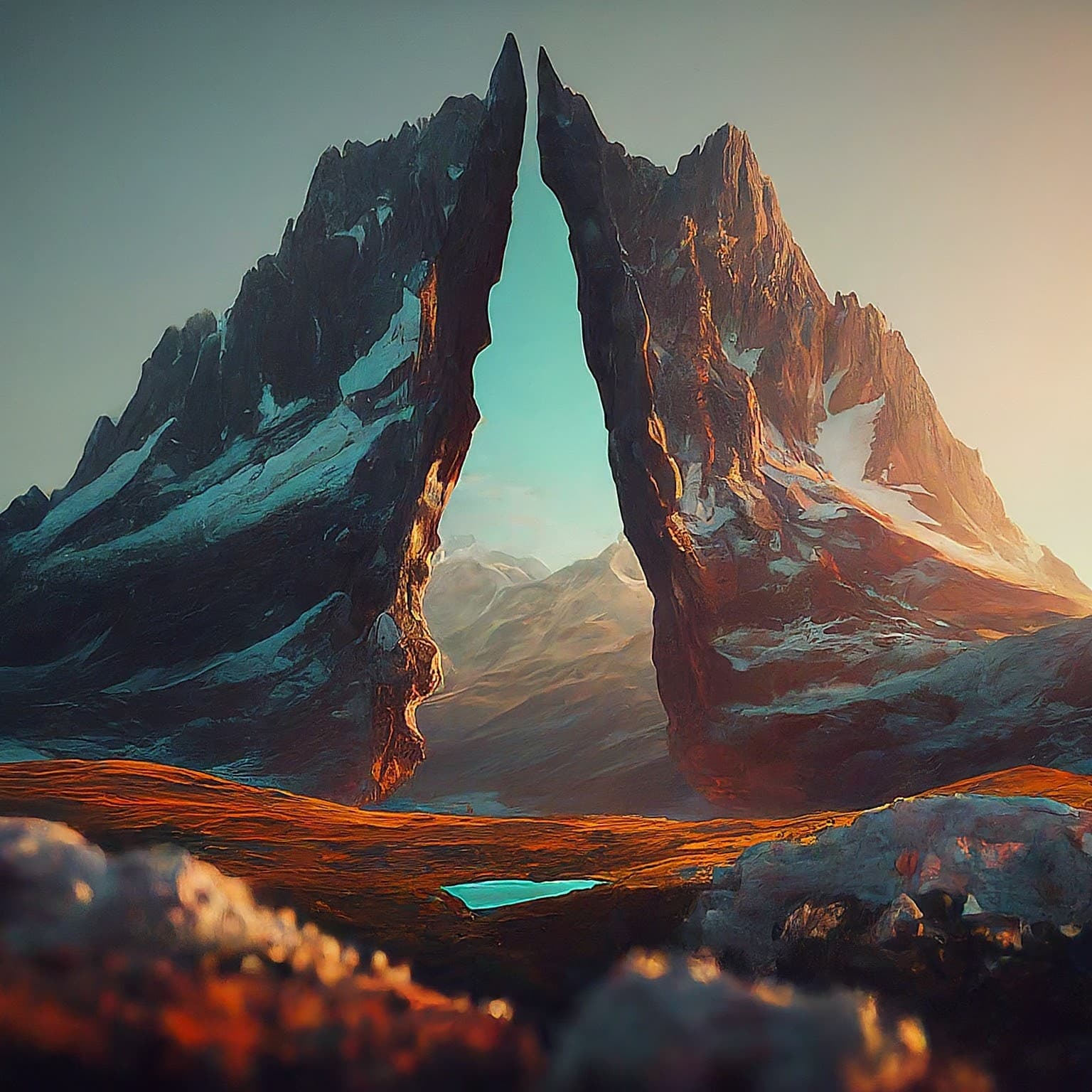 AI generated: when the sky will be split open and the mountains will be leveled