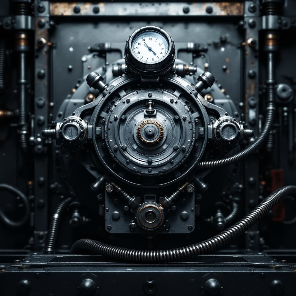 AI generated: 
welding workshop

 front view, set against a dark background with tech-inspired metal details and i...