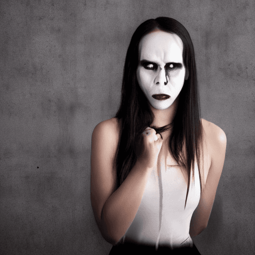 AI generated: Horror black creature,scary girl,sore face,