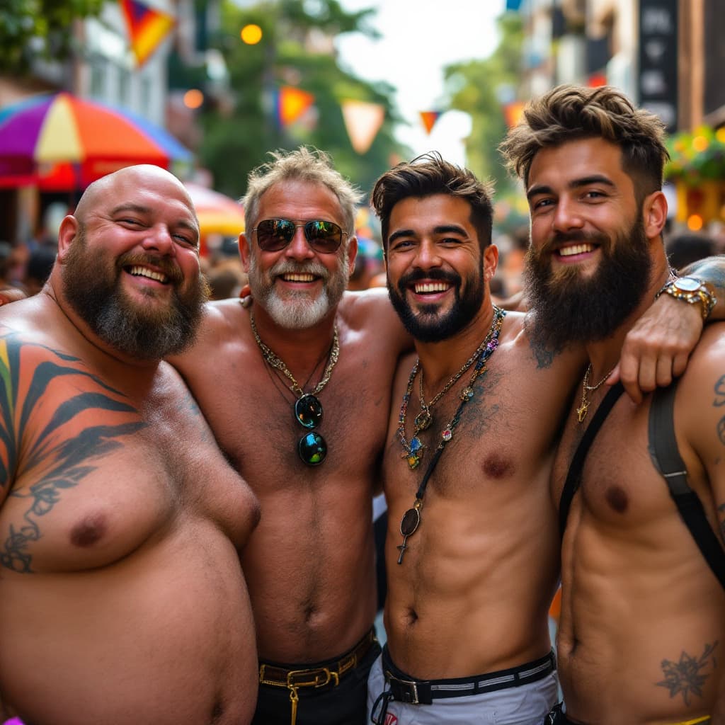 AI generated: Group of 4 people: 1 guy 67 and fat, 1 guy 50 and successfull, 1 guy 50 and thai, 1 guy 45 and cauca...
