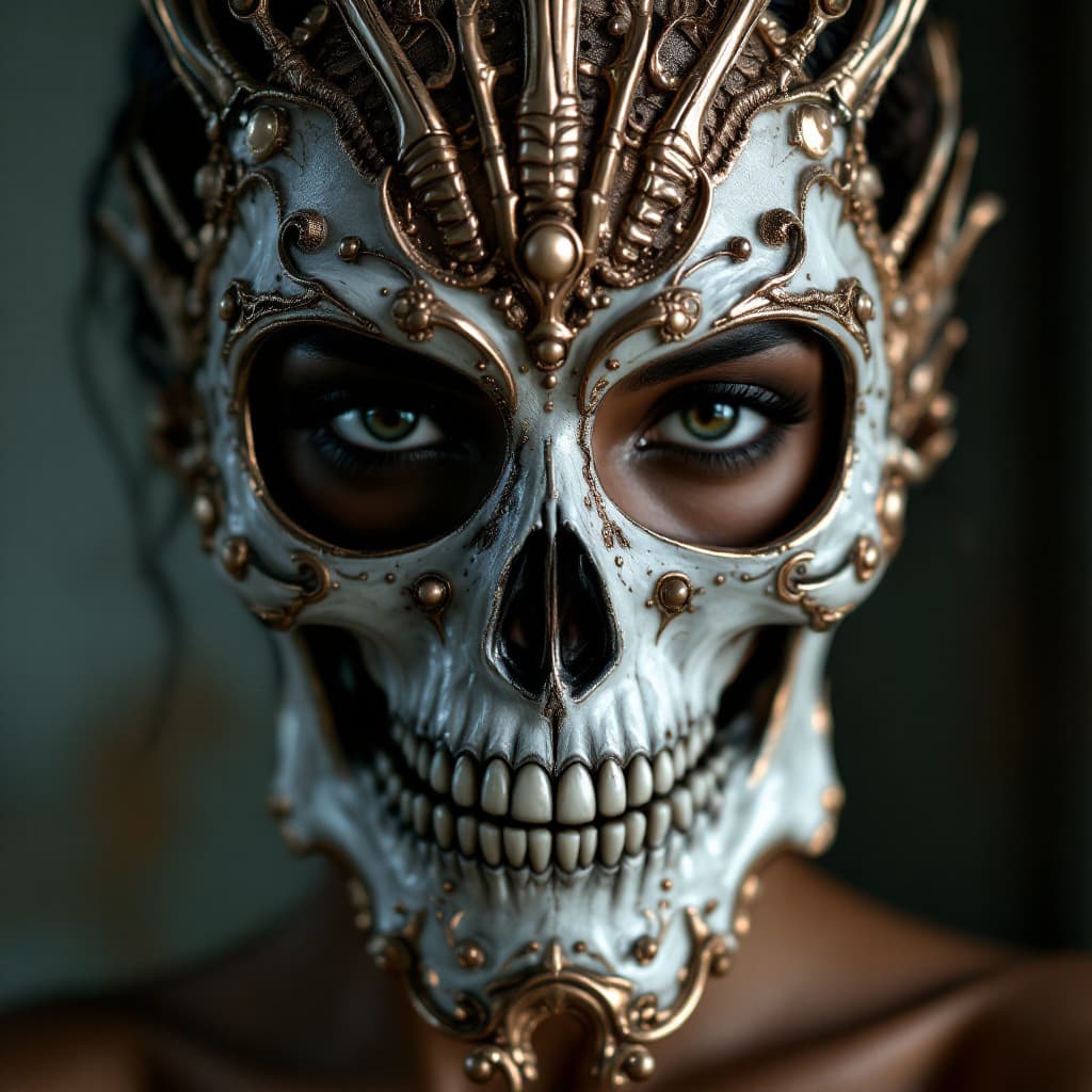 AI generated: 64K, intricately detailed glossy photo portrait of a woman with darkly tanned skin wearing a shockin...