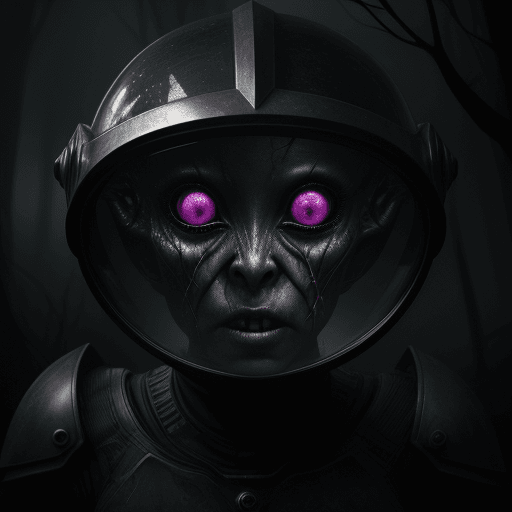 AI generated: an astrounait is looking through her helmet with a horrifying face after a creature is after her. th...