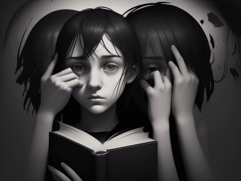 AI generated: Design a book cover that visually represents the theme of anxiety in adolescents. The cover should f...
