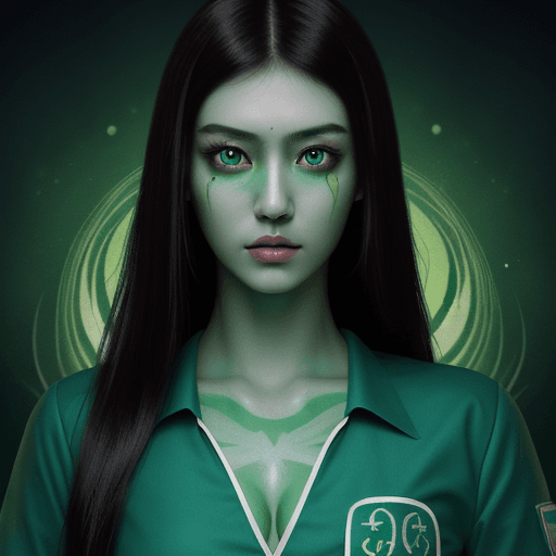 AI generated: A beautiful girl with green eyes.With a Bashkir appearance. A pretty girl with dark straight hair. C...