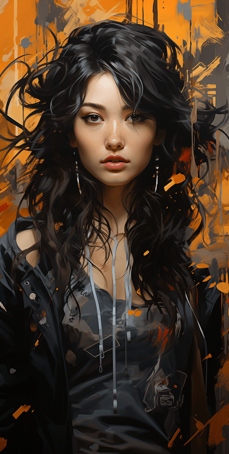 AI generated: asian beautiful women with tattoos, in the style of cyberpunk manga, black paintings, richard bergh,...