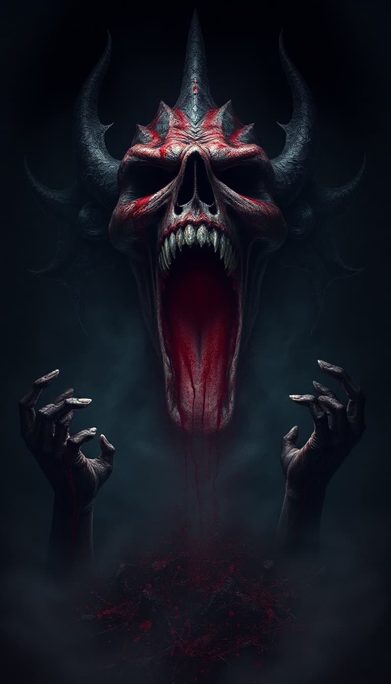 AI generated: 3D, fear, brutal, evil composition showing the terror of war, cries and gore, eternal scream of horr...