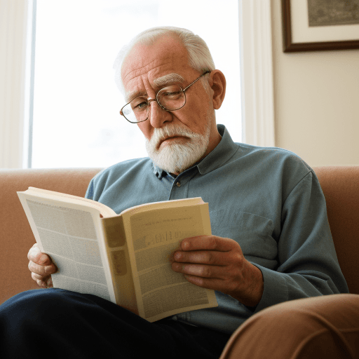 AI generated: old man sitting reading
