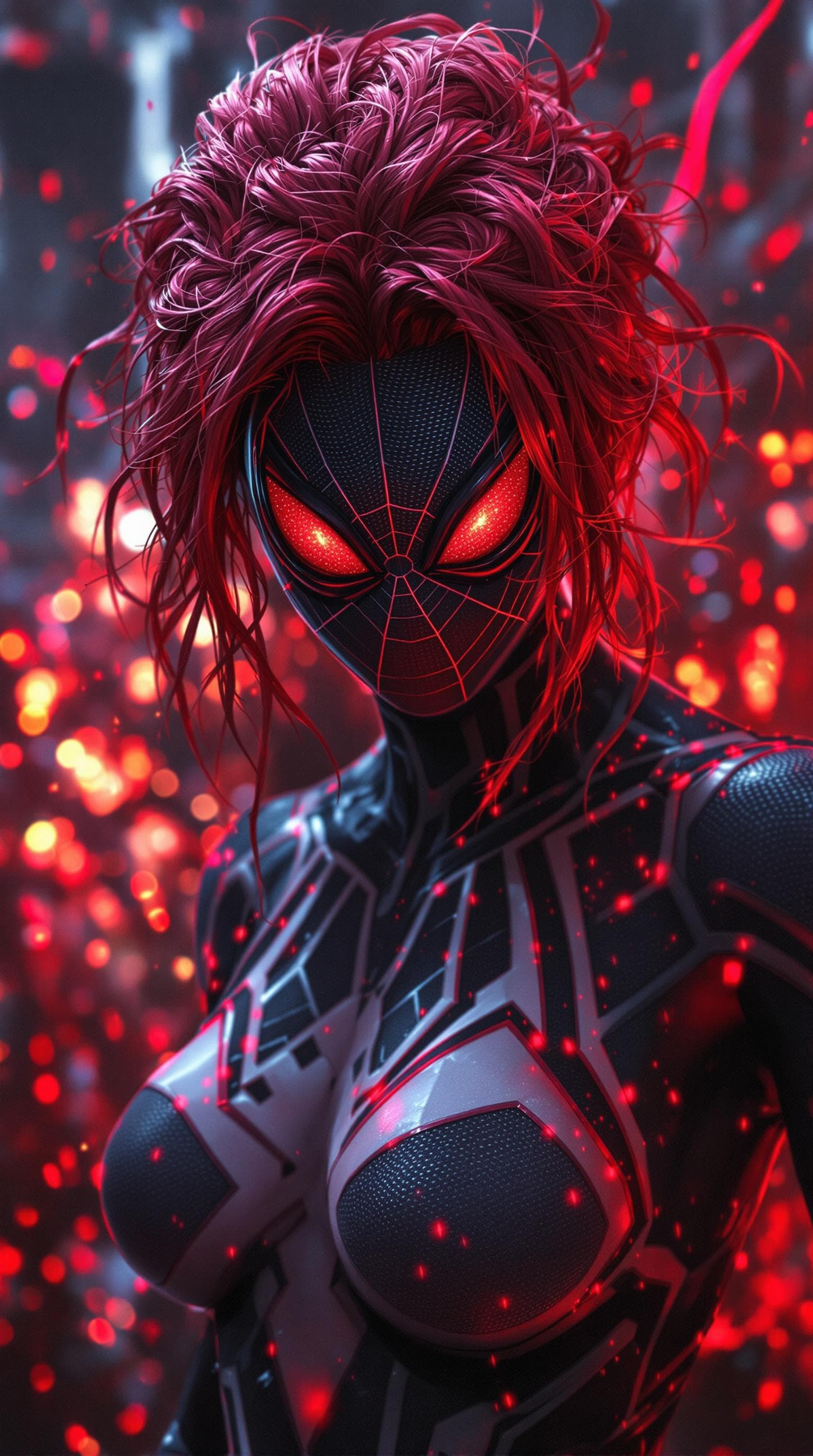 AI generated: Photo of a ultra realistic ,spider-gwen in hell, 4k