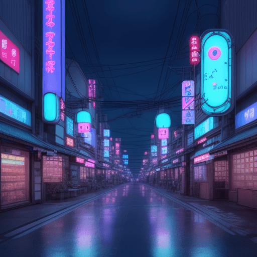 AI generated: Japanese city in the future with neon lights 