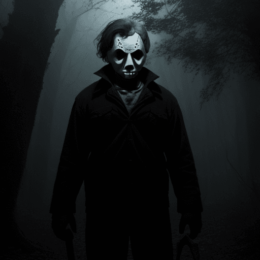 AI generated: Una escena surrealista y aterradora pero cómica: Michael Myers, Jason Voorhees y Freddy Krueger está...