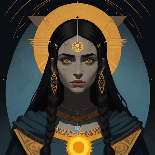 AI generated: The High Priestess tarot card, kilian eng style, slavic art, --ar 58:89 illustration of a priestess ...