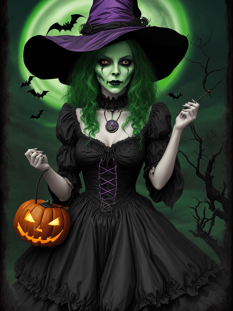 AI generated: halloween witch halloween witch halloween halloween halloween witch, in the style of photobashing, c...