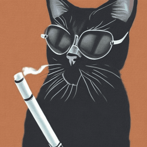 AI generated: a black cat with sunglasses smoking a cigarette