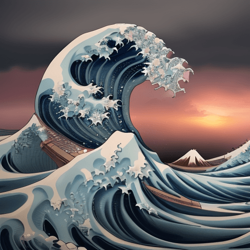 AI generated: The Great Wave : "Blossoming Cataclysm" Photorealistic : State-of-the-art photorealistic , leveragin...