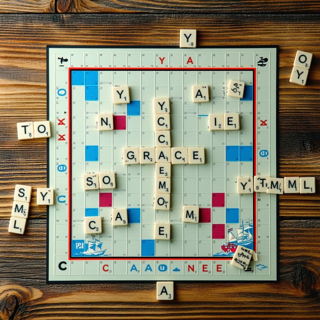 AI generated: Create an image of a Scrabble game in progress on a wooden table. The Scrabble pieces should form th...