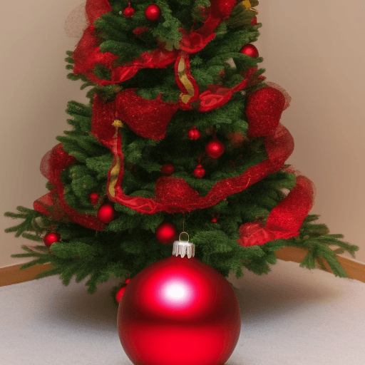 AI generated: red Christmas ball on tree