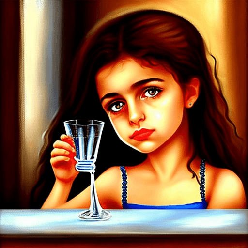AI generated: curious Greek girl - empty glass.
style: romantic