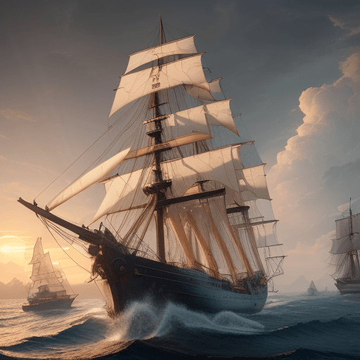 AI generated: Photo of a ultra realistic sailing ship, dramatic light, pale sunrise, cinematic lighting, battered,...