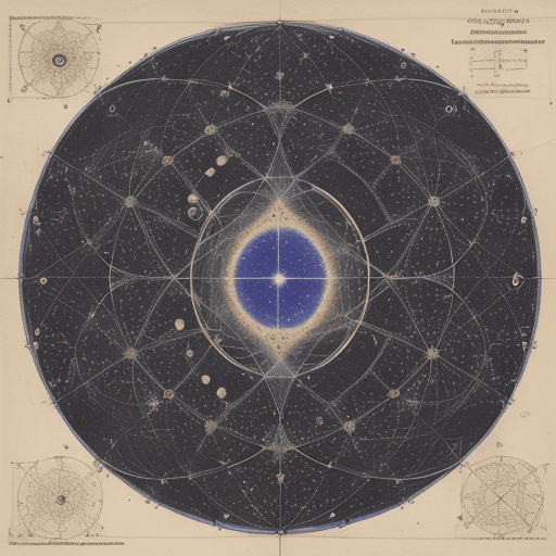 AI generated: map of interconnected galaxy clusters the multiverse and all holes in the universe, 1400's sketch by...