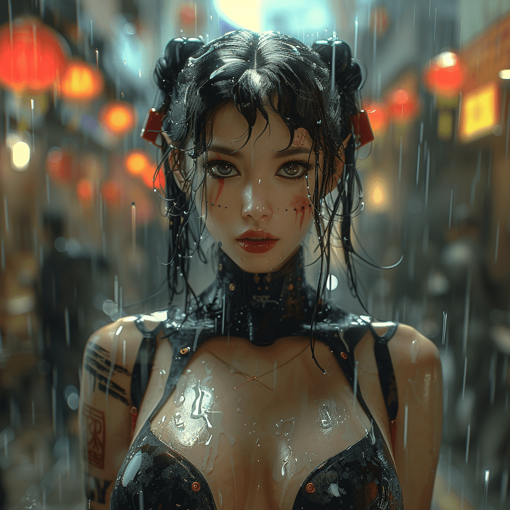 AI generated: Yakuza rain goddess