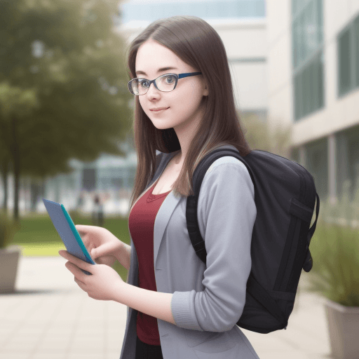 AI generated: Student at university studying data science female 20-30 show sustainability